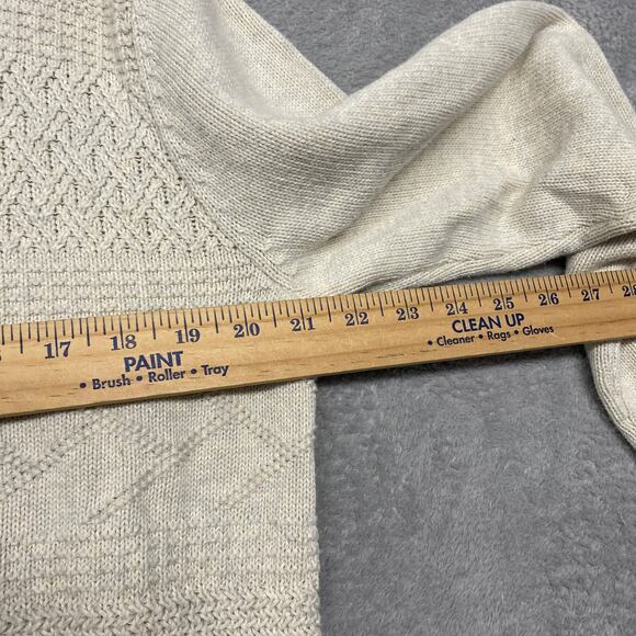 Chaps Sweater Mens Medium Fisherman Beige Henley Mock‎ Neck Pullover Neutral - Picture 6 of 10